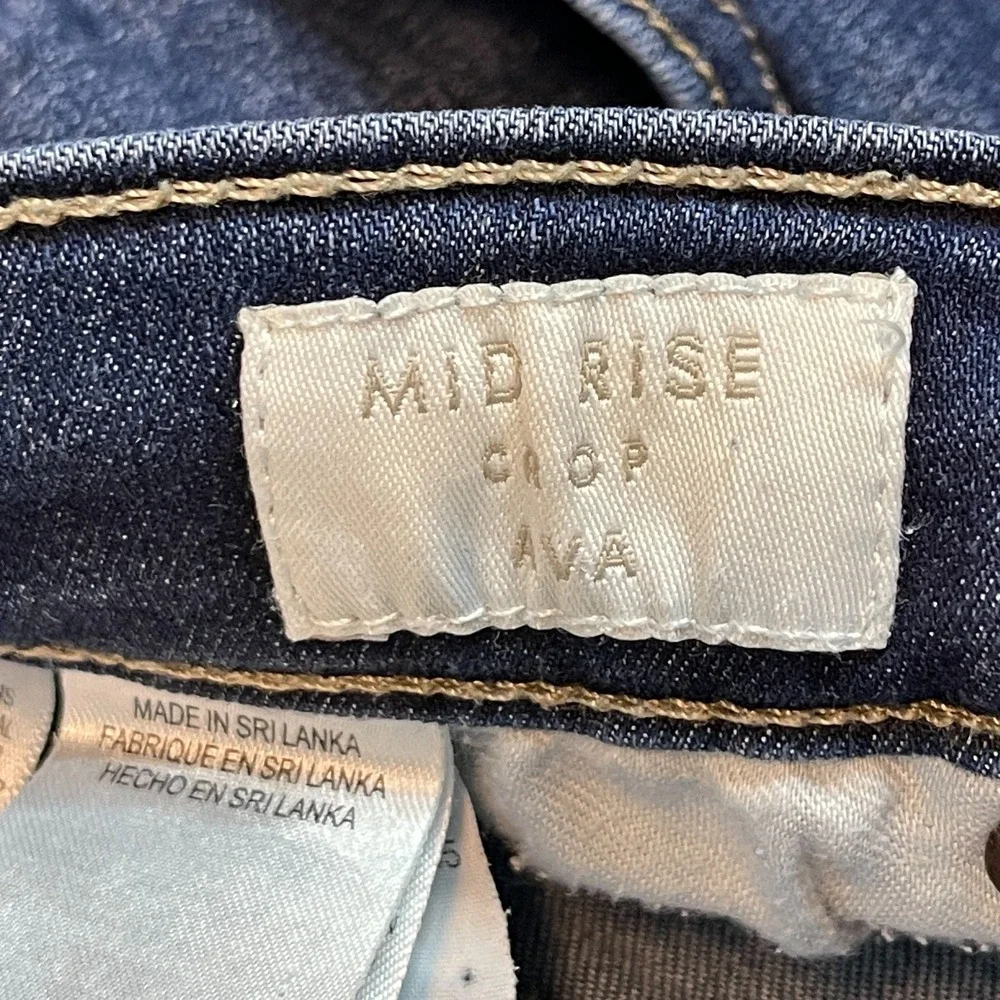 Lucky Brand Women Size 8 Mid Rise Ava Crop Dark Wash Stretch Denim Jeans